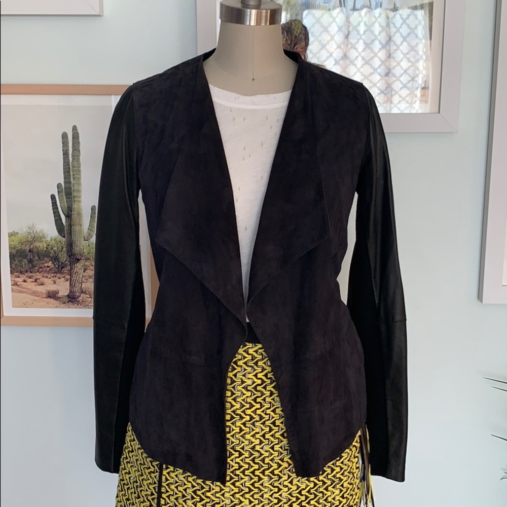 VINCE draped fitted leather suede  jacket SMALL